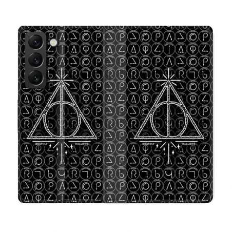Housse Cuir Portefeuille Pour Samsung Galaxy S22 Plus Harry Potter Hollows Triangle Noir