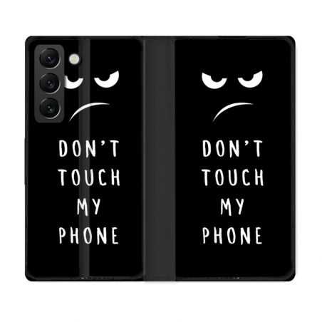 Housse Cuir Portefeuille Pour Samsung Galaxy S22 Plus Humour Don't Touch