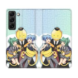 Housse Cuir Portefeuille Pour Samsung Galaxy S22 Plus Manga Assassination Classroom Kuro Trio