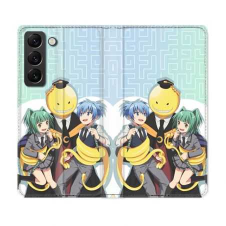 Housse Cuir Portefeuille Pour Samsung Galaxy S22 Plus Manga Assassination Classroom Kuro Trio