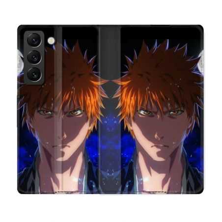 Housse Cuir Portefeuille Pour Samsung Galaxy S22 Manga Bleach Ichigo