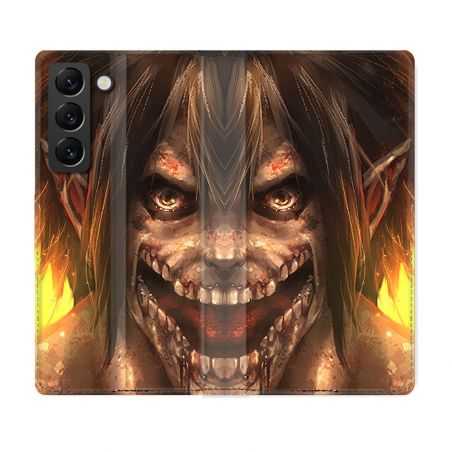 Housse Cuir Portefeuille Pour Samsung Galaxy S22 Plus Manga Attaque Titans Eren Titan