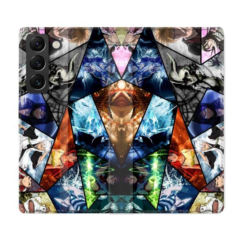 Housse Cuir Portefeuille Pour Samsung Galaxy S22 Plus Manga Bleach Pele Mele