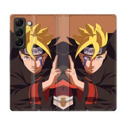 Housse Cuir Portefeuille Pour Samsung Galaxy S22 Manga Boruto Signe