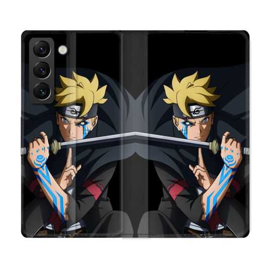 Housse Cuir Portefeuille Pour Samsung Galaxy S22 Manga Boruto Tatouage