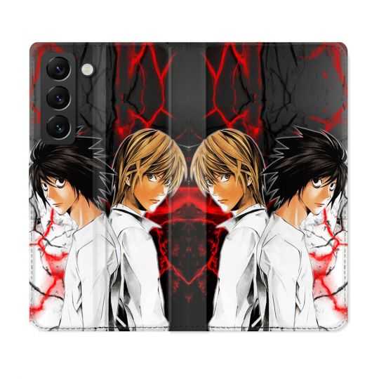 Housse Cuir Portefeuille Pour Samsung Galaxy S22 Manga Death Note Duo