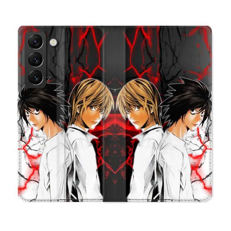 Housse Cuir Portefeuille Pour Samsung Galaxy S22 Manga Death Note Duo