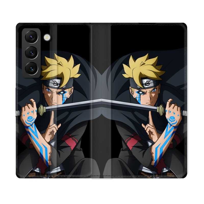 Housse Cuir Portefeuille Pour Samsung Galaxy S22 Plus Manga Boruto Tatouage