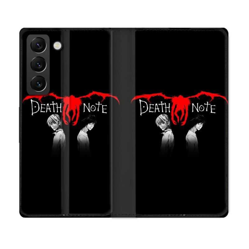 Housse Cuir Portefeuille Pour Samsung Galaxy S22 Manga Death Note Noir