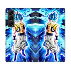 Housse Cuir Portefeuille Pour Samsung Galaxy S22 Plus Manga Dragon Ball Gogeta Lumiere
