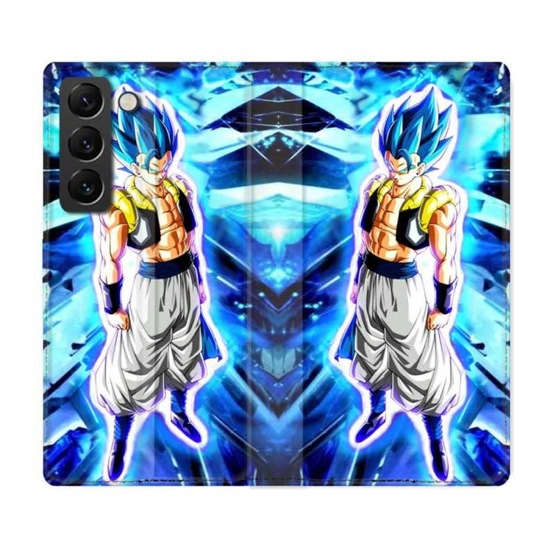 Housse Cuir Portefeuille Pour Samsung Galaxy S22 Plus Manga Dragon Ball Gogeta Lumiere