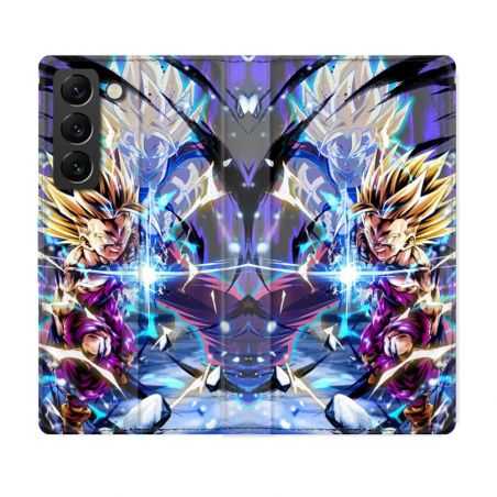 Housse Cuir Portefeuille Pour Samsung Galaxy S22 Plus Manga Dragon Ball Sangohan Duo