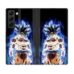 Housse Cuir Portefeuille Pour Samsung Galaxy S22 Plus Manga Dragon Ball Sangoku Noir