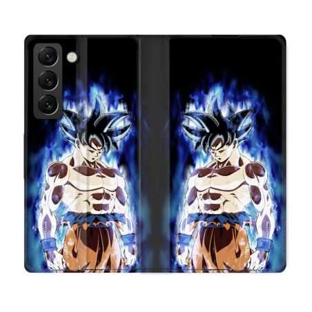 Housse Cuir Portefeuille Pour Samsung Galaxy S22 Plus Manga Dragon Ball Sangoku Noir