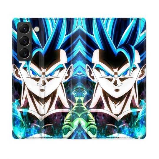 Housse Cuir Portefeuille Pour Samsung Galaxy S22 Manga Dragon Ball Gogeta Visage