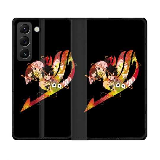 Housse Cuir Portefeuille Pour Samsung Galaxy S22 Plus Manga Fairy Tail Logo Noir