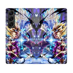 Housse Cuir Portefeuille Pour Samsung Galaxy S22 Manga Dragon Ball Sangohan Duo