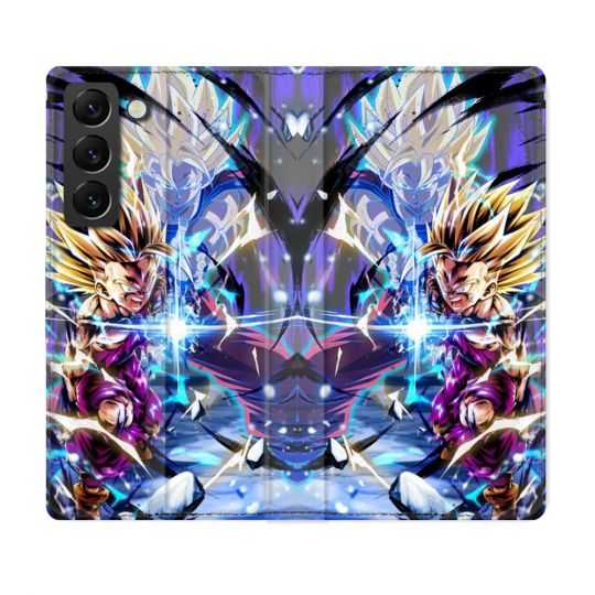 Housse Cuir Portefeuille Pour Samsung Galaxy S22 Manga Dragon Ball Sangohan Duo