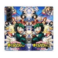 Housse Cuir Portefeuille Pour Samsung Galaxy S22 Plus Manga My Hero Academia Affiche
