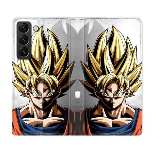Housse Cuir Portefeuille Pour Samsung Galaxy S22 Manga Dragon Ball Sangoku Portrait