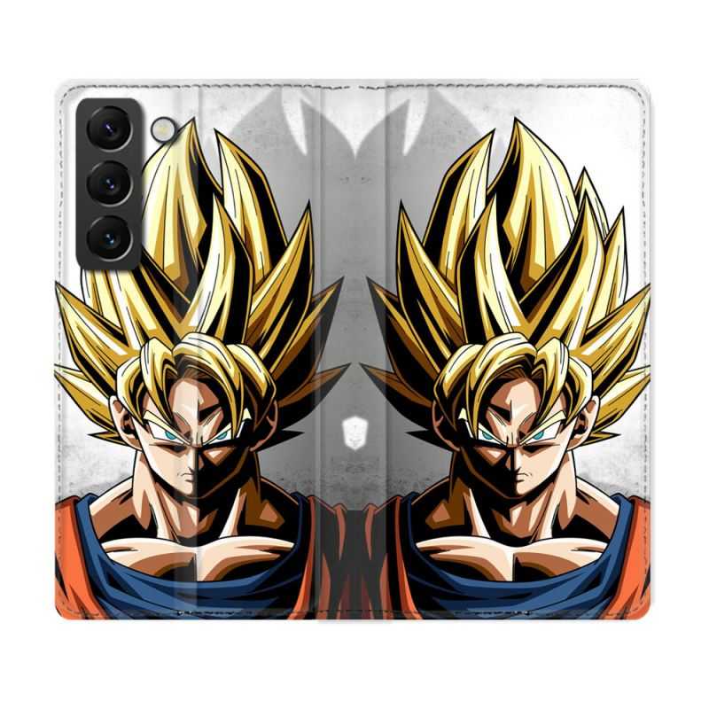 Housse Cuir Portefeuille Pour Samsung Galaxy S22 Manga Dragon Ball Sangoku Portrait