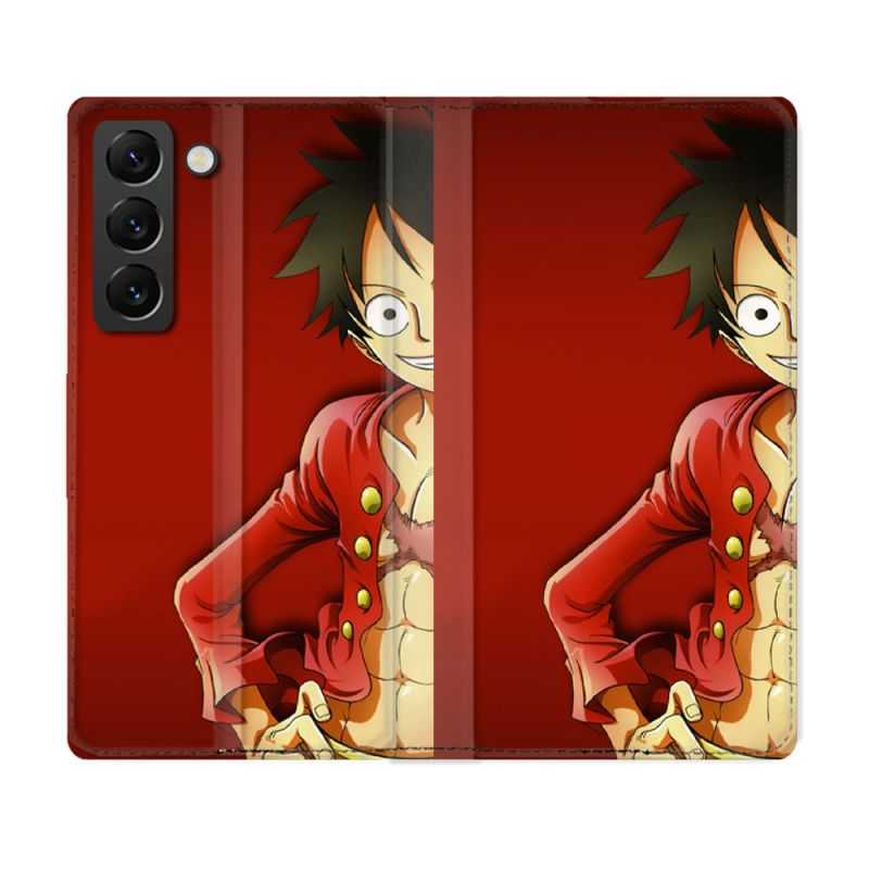 Housse Cuir Portefeuille Pour Samsung Galaxy S22 Plus Manga One Piece Luffy