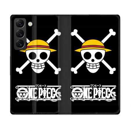 Housse Cuir Portefeuille Pour Samsung Galaxy S22 Plus Manga One Piece Tete de Mort