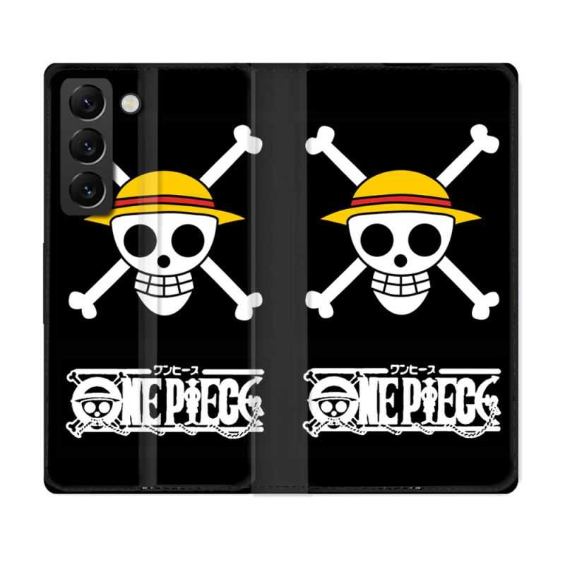 Housse Cuir Portefeuille Pour Samsung Galaxy S22 Plus Manga One Piece Tete de Mort