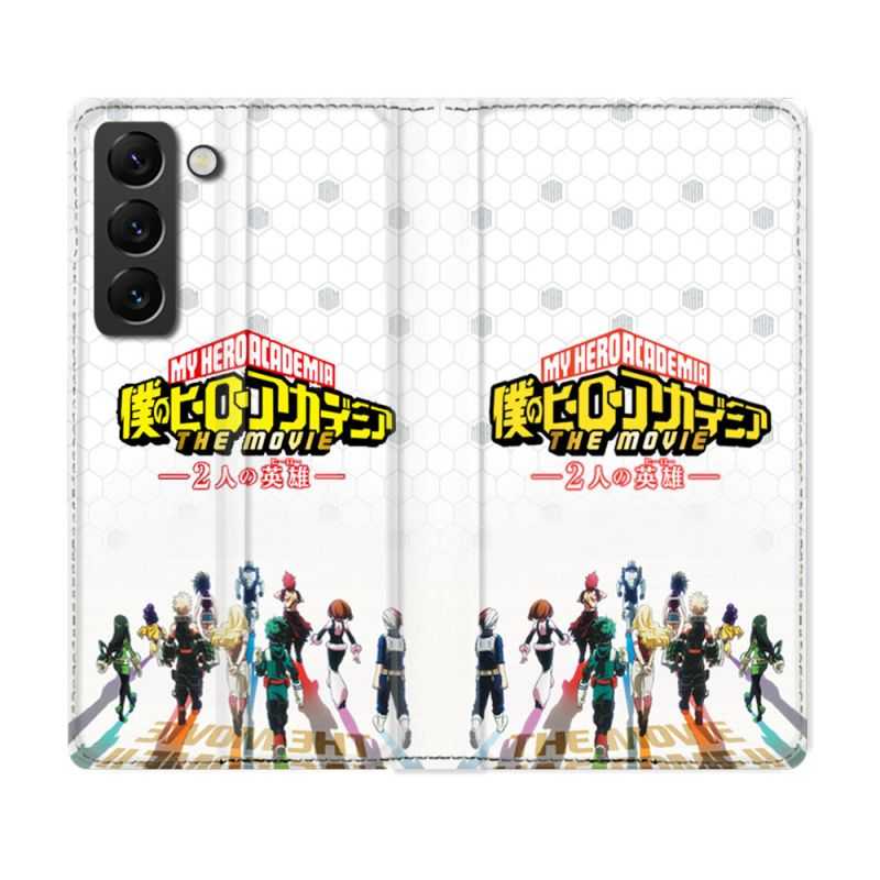Housse Cuir Portefeuille Pour Samsung Galaxy S22 Manga My Hero Academia Blanc