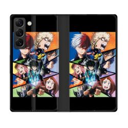 Housse Cuir Portefeuille Pour Samsung Galaxy S22 Manga My Hero Academia Noir