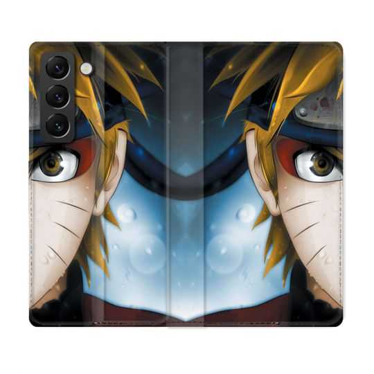 Housse Cuir Portefeuille Pour Samsung Galaxy S22 Manga Naruto Blanc