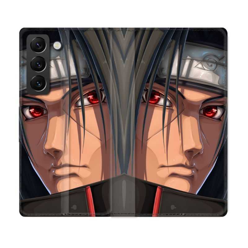 Housse Cuir Portefeuille Pour Samsung Galaxy S22 Manga Naruto Itachi Visage