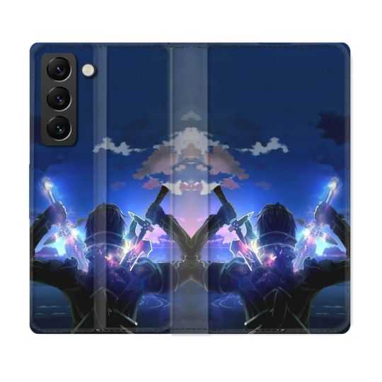 Housse Cuir Portefeuille Pour Samsung Galaxy S22 Plus Manga SAO sword Art Online Epee