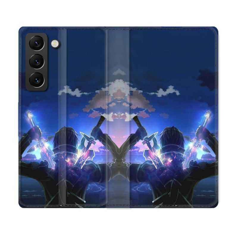 Housse Cuir Portefeuille Pour Samsung Galaxy S22 Plus Manga SAO sword Art Online Epee