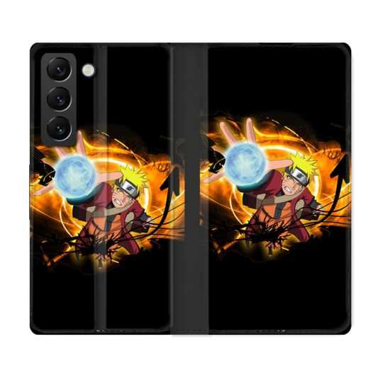 Housse Cuir Portefeuille Pour Samsung Galaxy S22 Manga Naruto Noir