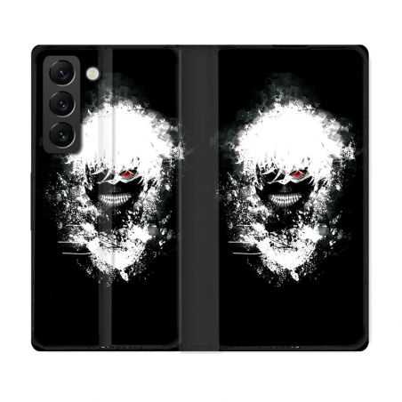 Housse Cuir Portefeuille Pour Samsung Galaxy S22 Plus Manga Tokyo Ghoul Kaneki Tag