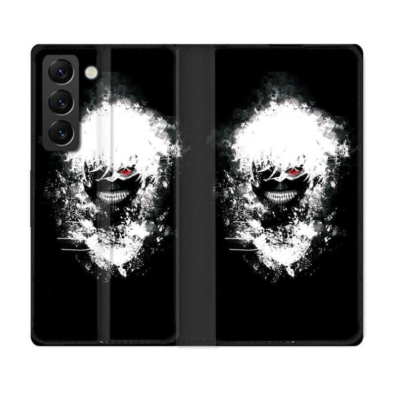 Housse Cuir Portefeuille Pour Samsung Galaxy S22 Plus Manga Tokyo Ghoul Kaneki Tag