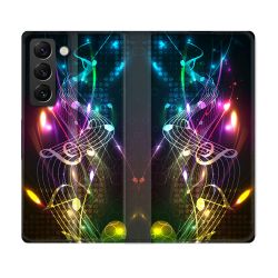 Housse Cuir Portefeuille Pour Samsung Galaxy S22 Plus Musique Partition Multicolore