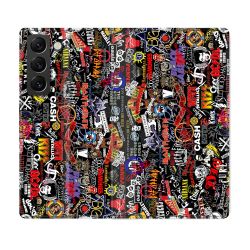 Housse Cuir Portefeuille Pour Samsung Galaxy S22 Plus Musique Rock Groupe