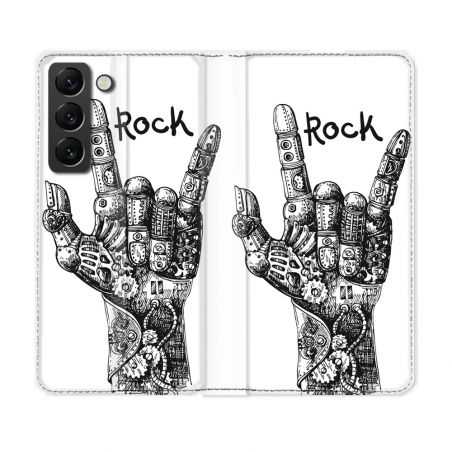 Housse Cuir Portefeuille Pour Samsung Galaxy S22 Plus Musique Rock Main