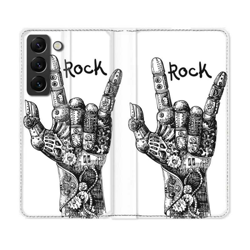 Housse Cuir Portefeuille Pour Samsung Galaxy S22 Plus Musique Rock Main
