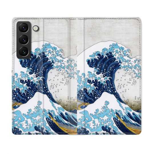 Housse Cuir Portefeuille Pour Samsung Galaxy S22 Plus Peinture La Grande Vague