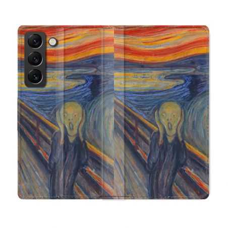 Housse Cuir Portefeuille Pour Samsung Galaxy S22 Plus Peinture Le Cri