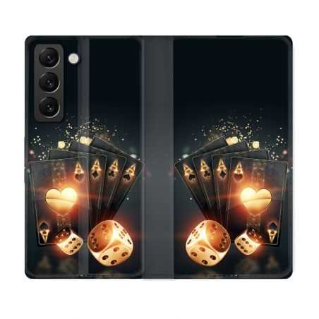 Housse Cuir Portefeuille Pour Samsung Galaxy S22 Plus Poker Des