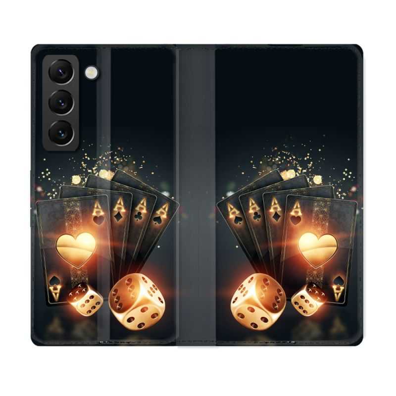 Housse Cuir Portefeuille Pour Samsung Galaxy S22 Plus Poker Des
