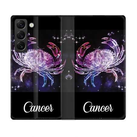 Housse Cuir Portefeuille Pour Samsung Galaxy S22 Plus Signe Zodiaque 2 Cancer