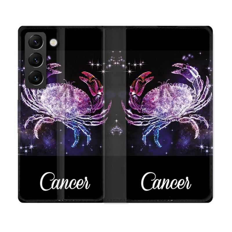 Housse Cuir Portefeuille Pour Samsung Galaxy S22 Plus Signe Zodiaque 2 Cancer
