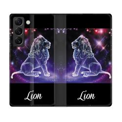 Housse Cuir Portefeuille Pour Samsung Galaxy S22 Plus Signe Zodiaque 2 Lion