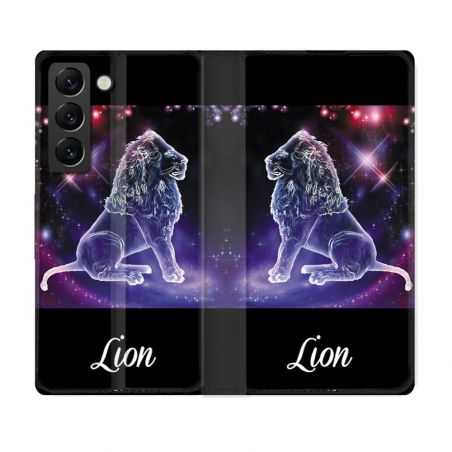 Housse Cuir Portefeuille Pour Samsung Galaxy S22 Plus Signe Zodiaque 2 Lion