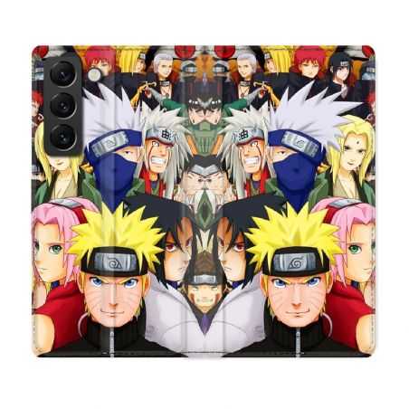 Housse Cuir Portefeuille Pour Samsung Galaxy S22 Manga Naruto Team